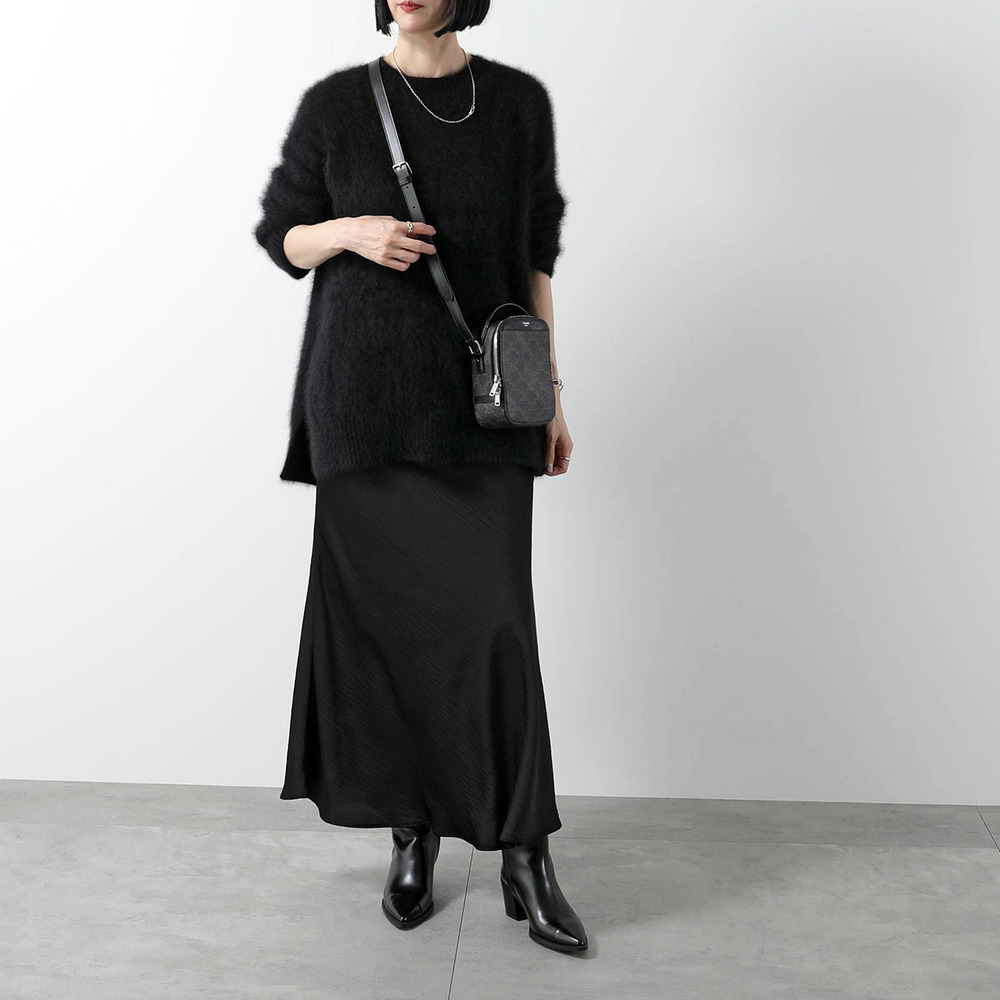 Celine Vertical Messenger Shoulder Bag Triomphe Canvas Black